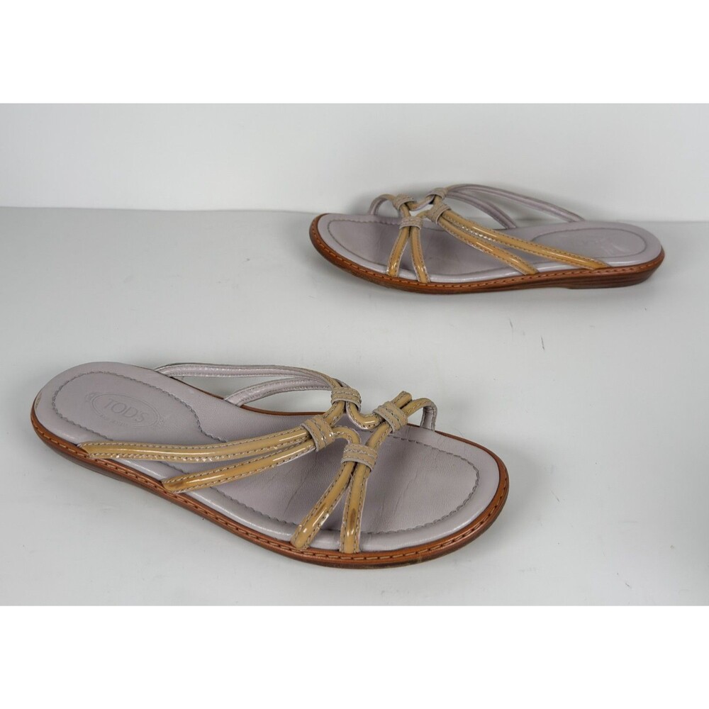 Tod's Patent Leather Knotted Women's Harnais Slide Sandals US 7.5
